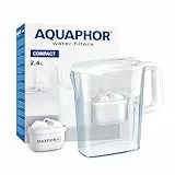 AQUAPHOR Compact | Wasserfilter Kanne inkl.1 Maxfor+ Kartusche | 2,4l weiß | Ideal für die Kühlschranktür & kleine Küchen