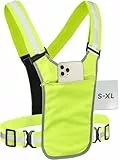 Prowiste Fahrrad Reflektierende Sicherheitsweste Herren & Damen – 360° Sichtbarkeit mit Fronttasche – Verstellbare Gurte – auch zum Laufen & im Freien