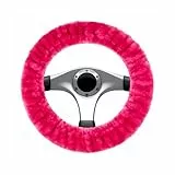 Walser Lenkradbezug Teddy Plüsch, Lenkradhülle Kunstfell, Plüsch-Lenkradabdeckung, Lenkradschoner Lammfell-Optik vegan pink