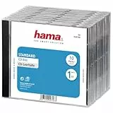 Hama CD-Leerhüllen 10 Stück (Jewel Case für CD/DVD/Blu-ray, Leerbox zur Archivierung, Aufbewahrung, Standard CD-Schutzhülle, Transport-Hülle) transparent-schwarz