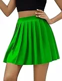 DRESSTELLS Plissee Rock Damen Kurz Minirock High Waist Tennisrock Knielang Grüner Gothic Sommerrock Elegant Y2K Pleated Skirt Party Rüsche Röcke Faltenrock Green M
