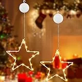 Joomer LED Sterne Weihnachtsbeleuchtung, 20 LED Fenster Deko Lichterkette Batteriebetrieben Timer mit Saugnäpfe, 8 Modi Warmweiß Weihnachtsstern Innen für Schlafzimmer Balkon Hochzeit Party(2 Stück)