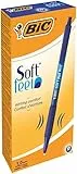 BIC Soft Feel Clic Druckkugelschreiber Blau – Clip, Einziehbar (Retractable), 12 Stück