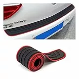 Stoßstangenschutz aus Gummi, Schwellerschutz für den Kofferraum, Kratzfest und Abriebfest, Selbstklebender Heckstoßstangenschutz, Autozubehör für die meisten Autos, SUVs (Schwarz/Rot, 90cm x 7cm)