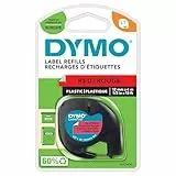 DYMO Original LetraTag Etikettenband | schwarz auf rot | 12 mm x 4 m | selbstklebendes Kunststoffetiketten | für LetraTag-Beschriftungsgerät