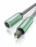 RAWAUX Optisches Kabel Verlängerung 1m Optisches Audiokabel Toslink Digital Audio Spdif Kabel Verlängerungskabel Buchse auf Stecker Kompatibel mit Soundbar, Smart TV, Heimkino, PS4, Grün