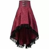CR ROLECOS Mittelalter Rock Steampunk Rock Damen Gothic Kleidung Piratenkostüm Damen Sommerrock Rot XL