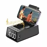 Deeyaple Geschenke für Frauen/Männer 3-in-1 Kabelloser Bluetooth Lautsprecher mit Wecker Digital Handy Ständer Tragbare TF-Kartenleser Mikrofon für Küche Schlafzimmer Büro Telefone Tablet (Schwarz)