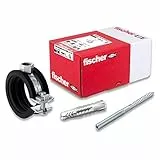 'Fischer Rohrschellen-Set FGRS 15-19 gvz, Rohrschellen-Set mit 30 Teilen: 10 Stk. Gelenkrohrschellen FGRS 15-19,10 Stk. Stockschraube STST8x80,10 Stk. Universaldübel UX10x60, Art-Nr. 547056, Schwarz'