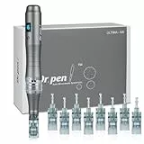 Dr. pen Ultima M8 Microneedling Pen mit 8 Typen Cartridges - Drahtlose Dr pen Microneedling Das beste Weihnachtsgeschenk für Frauen/Männer(M8-Grau)