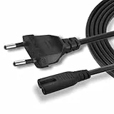 AJTECH® 3M Samsung TV Netzkabel Fernseher C7 Stromkabel - Zertifiziertes AC Eurostecker 2 Polig C7 IEC Kabel - Kompatibel LG LED TV PS4 Slim Xbox Series X S Drucker Netzteile PS5 Power Cable