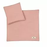 Julius Zöllner Musselin Kinderbettwäsche 80x80 + 35x40 cm | 2-teiliges Set aus Deckenbezug und Kissenbezug aus 100% Baumwollmusselin | Oeko-TEX Standard 100 | dusty rose