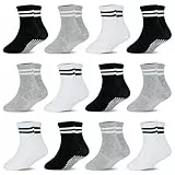 HYCLES ABS Stoppersocken für Kinder - 12 Paar Rutschfeste Socken für Baby, Jungen, Mädchen, Kleinkind - 1-3 Jahre