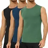 Falechay 3er Pack Unterhemd Herren 100% Gekämmte Baumwolle Tank Top Herren Ärmelloses Unterhemden Schwarz-Marine-Olive XL