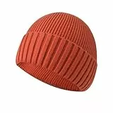 Beanie Mütze Strickmützen Damen Herren Winter Warme Unisex Wintermütze Fisherman Strickmütze Hat Geschenk für Freundin Männer Frauen (Orange)