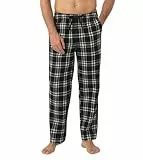 LAPASA Herren Schlafanzughose Karierte Pyjamahose, Long Relaxhose Loungehose Freizeithose M39 Wärmer, Baumwollflanell: Schwarz + Weiß, Large