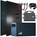 SUNNIVA® 920W Balkonkraftwerk mit 2,01 kWh Speicher TSUN SOLARCAN TSOL-DCU2000Lite, BIFAZIAL FULLBLACK komplett Steckdose, PV Solaranlage Komplettset mit Solarspeicher, 2x 460W Glas-Glas Bifacial