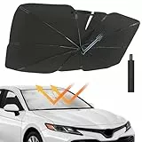 JOYTUTUS Sonnenschutz Auto Frontscheibe, 360°Drehbar Windschutzscheibe Sonnenschutz mit UV-Schutz, Auto Sonnenschirm mit Verstellbarer Stange, für die meisten Autos SUVs, 145 x 84 cm