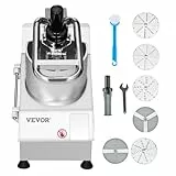 VEVOR Küchenmaschine Gemüseschneider Gemüsezerkleiner 2 Einfüllöffnungen, Schneider aus lebensmittelechtem Edelstahl mit 6 abnehmbaren Klingen, 3/5/7/10 mm Raspel, 2/4 mm Hobel, für Gemüse Obst