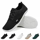 Geweo Barfußschuhe Herren Barfuss Schuhe Damen Breite Minimalistische Sneaker Leicht Bequeme Barefoot Shoes für Fitness Running Walking Laufschuhe Turnschuhe Gymnastikschuhe Schwarz 40 EU