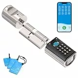 WELOCK U41 Pro Elektronisches Türschloss Fingerabdruck mit RFID Karte,APP und WiFi(Benötige wifibox),Fingerprint Schloss Haustür IP65,Smart Lock Schließzylinder für Türen von 50-100mm,Silber