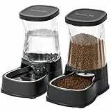 Gardner Pet Futter- und Wasserspender Satz (3.85L*2), Automatischer Futterautomat Katze mit Edelstahlschüssel, Gravitation Wasserspender Katzen Kein Strom Erforderlich, BPA Frei, Schwarz