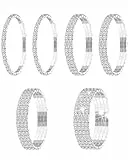 FDCGAS 6 Stücke Strass Stretch Armband bracelet damen ärmelhalter damen Tennis Armreif Silber Stapelbar Strass Armband Hochzeit Schmuck für Frauen Braut Mädchen