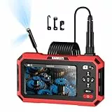 Endoskopkamera mit Licht, KAIWEETS Dual-Lens 1920P Inspektionskamera mit 5' IPS Split-Screen, 8 mm IP67-wasserdichtem Kamerakopf, 5 m abnehmbarem halbstarrem Kabel und 4000 mAh Akku für Auto, Rohr