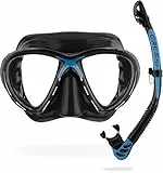 CRESSI Combo Big Eyes+Alpha UD Black/Blue - Kombo Set Maske Big Eyes Evo und Schnorchel Alpha UD, zum Tauchen und Snorkeln, Schwarz/Blau, Einheitsgröße, Erwachsene