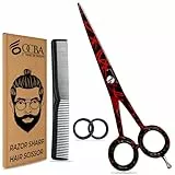 Friseurschere - OCBA Professionelles 6' Haarschneideschere & Haarschere - Haarschere Perfektes Design für Friseure & Salons - Haarschneideschere für Männer und Frauen (6 Zoll Schwarz Feuer)