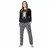 Wednesday Schlafanzug Damen Lang Baumwolle Pyjama Damen und Teenager Lounge Set Damen S - XL - Geschenke für Frauen (Schwarz Wednesday, L)