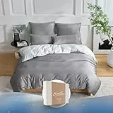 Samthus Bettwäsche 200x220 Baumwolle Satin Wendebettwäsche - Oeko-Tex Made In Green - Himmlisch weicher Schlaf - Bettwäsche Set mit 1x Bettbezug 200x220 + 2X Kissenbezug 80x80 - Hellgrau/Grau