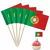 POPOYU 100 St Portugal Fahne Zahnstocher,Flaggenpicker Portugal,PortugalFlagge Klein für PortugalParty Deko,Aufkleber Flagge,Flaggen Zahnstocher Welt für Eurovision Contest,Olympische Cupcake Topper