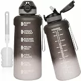 DEARRAY Tritan Trinkflasche 2l mit Strohhalm & Zeitmarkierung, 2 liter BPA-frei Große Wasserflasche mit Uhrzeit Motivierende Sportflasche für Fitness & Gym