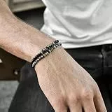 Bysonglezai Armband Herren Armbänder Armreif Damen Männer Geschenk 2Pcs / Set Art- Und Weisemann-Armband-Ketten-Stein-Korn-Armband Für Mann-Geschenk-Klassiker 4