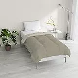 Italian Bed Linen Winter Bettdecke zweifarbig, Taupe/Creme, 200x200cm