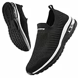 Littleplum Damen Slip On Sneakers Leicht Turnschuhe Bequem Atmungsaktiv Mesh Sneakers Damen Sportschuhe,B Schwarz Weiß,37 EU