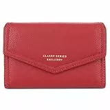 FORRICA Damen Geldbörse Elegant Kleine Brieftasche Reißverschluss Portemonnaie Multifunktion Kartenhalter Frauen PU Leder Geldbörsen Rot