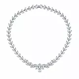 Bling Jewelry Klassische Vintage-Stil Braut Marquise-Schliff Kubikzirkonia Tropfen-Tränen Aa CZ Statement Kragen Tennis Halskette Für Frauen Hochzeit Abschlussball Silber Plattiert