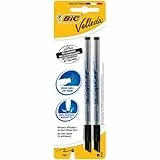 BIC Velleda Whiteboard-Stifte, trocken abwischbare Marker in schwarz, geruchsarm und mit widerstandsfähiger, dünner Spitze, 2 Stück