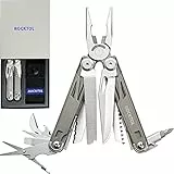 ROCKTOL Multifunktionszange,19-in-1-Multitool-Zange mit titanbeschichtetem Griff, Sicherheitsverriegelung, leichtem EDC-Werkzeug und Nylonscheide für Geschenke, Männer