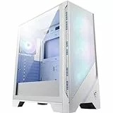 MSI MAG Forge 320R Airflow White Mid-Tower PC-Gehäuse - ATX-Kapazität, RTX 40 GPU-Unterstützung, ARGB-Lüfter, magnetische Staubfilter, gehärtetes Glas, 1-6 ARGB-Hub, USB 3.2 Generation 1 Typ-A