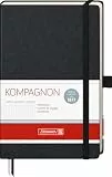 BRUNNEN Notizbuch Kompagnon Klassik | A5, kariert, Stifthalter, schwarz