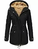 Vancavoo Winterjacke Damen Winter Warm Winterparka Gefüttert Mantel Parka Herbst Kapuzenmantel Frauen Wintermantel,Schwarz,S