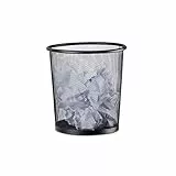Relaxdays Papierkorb Metall, Abfalleimer aus Metallgeflecht, offener Mülleimer Mesh, rund, 23 cm Ø, 24 cm hoch, schwarz
