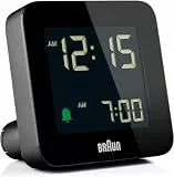 Braun Digitaler Wecker Schlummerfunktion, Negatives LC-Display, Schnelleinstellfunktion, Crescendo-Alarm in Schwarz, Modell BC09B.
