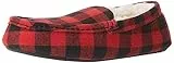 Amazon Essentials Herren Mokassin-Hausschuhe, Rot Schwarz Buffalo Karos, 44 EU