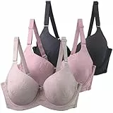 Klassische BHS Damen mit Bügel 3er Pack Komfort Nahtlos BH Set Push Up Sport BH Trainings Schlaf BHS mit Verstellbarem Bustier Starker Halt Große Brüste Unterwäsche Gepolstert für Alltag Yoga Joggen