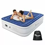 YITAHOME 2x1,5m Luftmatratze Selbstaufblasend mit Integrierter Elektrischer Pumpe Luftbett Selbstaufblasend in 3 Minuten Aufblasbare Matratze für 2 Personen für Zuhause, Gästezimmer, Weiß/Blau
