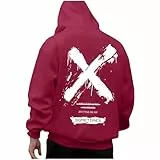KOG Hoodie Herren Backprint Sweatshirt mit Kapuze Tie-Dye Muster Hooded Sweatshirt 2026 Oberteile Männer Oberteil Warm Kapuzenjacke Herbst Teenager Bekleidung Baumwolle Pullover Rot XL